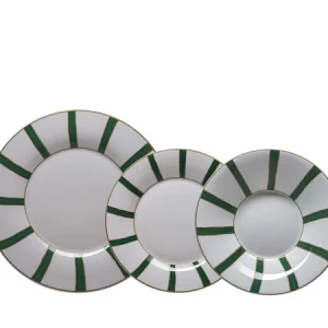 Geminiano Cozzi 1765 - Striche Verde - 2 piatti piani - 2 piatti fondi - 2 piatti frutta/dst
